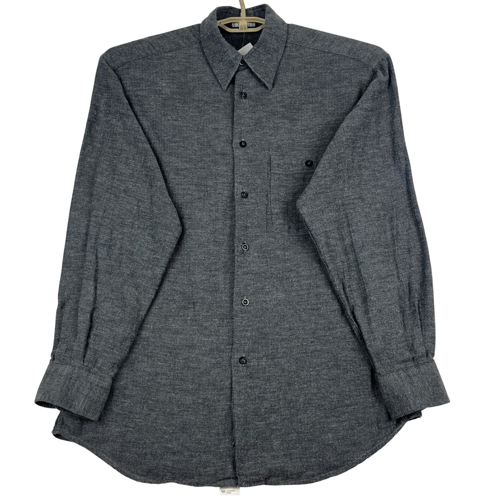 Zanella Button Down Shirt Mens L Grey Herringbone Cotton Viscose Made in Italy